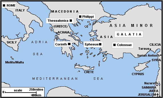 Fig 2: The world of St Paul (from www.ccel.org/bible/phillips/JBPhillips.htm)