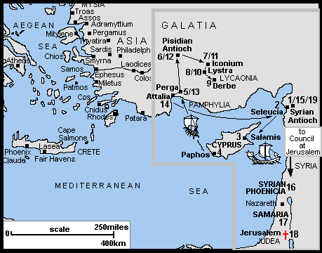 Fig 3: Paul’s First Journey (from www.ccel.org/bible/phillips/JBPhillips.htm)